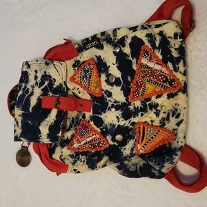 Catori‎ Boho Red Blue Tie Dye Backpack